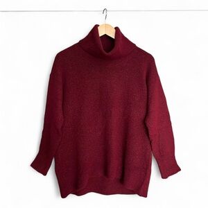 Massimo Dutti Burgundy Wool blend Turtleneck Sweater Pullover Made in Italy